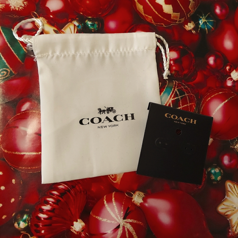 Coach dust cover and display tag for earrings